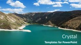  Presentation with mountain lake - Beautiful slide set featuring mountain-lake-kezenoyam-border backdrop and a ocean colored foreground