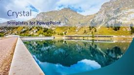  Presentation with blocked - Theme featuring mountain-lake-lago-di-fedaia background and a sky blue colored foreground