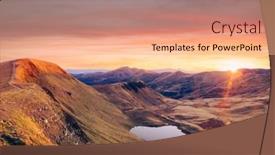  Presentation with autumn morning - Audience pleasing theme consisting of mountain-lake-on-sunrise-time backdrop and a coral colored foreground