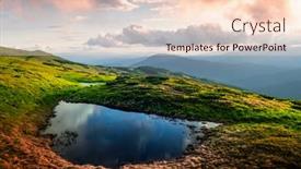  Presentation with green morning - Colorful PPT layouts enhanced with mountain-lake-on-sunrise-time backdrop and a lemonade colored foreground