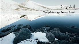  Presentation with ice mountain - Presentation design consisting of mountain lake with blue ice background and a lemonade colored foreground