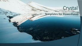  Presentation with ice mountain - Cool new PPT theme with mountain lake with blue ice backdrop and a sky blue colored foreground