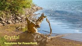  Presentation with british columbia canada - Colorful slide deck enhanced with mountain-lake-with-blue-sky backdrop and a tawny brown colored foreground