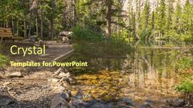  Presentation with blue mountain - Presentation design featuring mountain-lake-with-blue-sky background and a tawny brown colored foreground