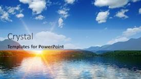  Presentation with mountain water - Amazing slide deck having mountain-lake-with-clear-water backdrop and a light blue colored foreground