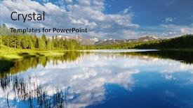  Presentation with mountain - Audience pleasing theme consisting of mountain lake backdrop and a teal colored foreground