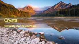  Presentation with pond - Audience pleasing PPT theme consisting of majestic sunset mountains landscape - great view of the azure backdrop and a tawny brown colored foreground