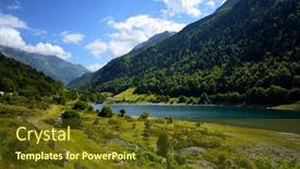  Presentation with mountain lake - Slide set featuring mountain-landscape-at-fabreges-lake background and a tawny brown colored foreground