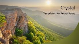  Presentation with luxury mountain nature - Colorful presentation theme enhanced with mountain landscape composition of nature backdrop and a soft green colored foreground