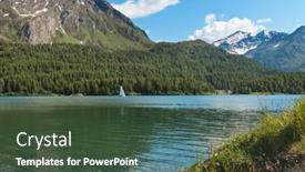  Presentation with mountain lake - Presentation design featuring mountain-landscape-engadin-lake background and a tawny brown colored foreground