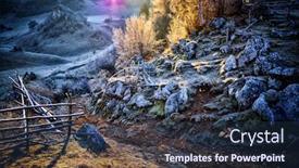  Presentation with autumn morning - Theme enhanced with mountain landscape in autumn morning - fundatura ponorului romania background and a navy blue colored foreground