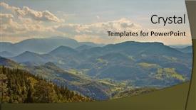  Presentation with japan beautiful landscape mountain fuji - PPT theme featuring mountain landscape in hazy weather background and a  colored foreground