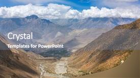  Presentation with way - Presentation theme featuring mountain landscape in lower mustang background and a seafoam green colored foreground