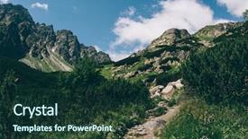  Presentation with path - Cool new PPT theme with mountain landscape narrow path towards backdrop and a  colored foreground