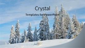  Presentation with mountain snow - PPT theme enhanced with mountain landscape on a sunny day fir forest under snow winter view background and a light blue colored foreground