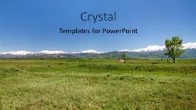  Presentation with landscape - Audience pleasing theme consisting of mountain-landscape-tokmok-kyrgyzstan backdrop and a teal colored foreground