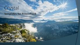  Presentation with landscape - Theme featuring mountain-landscape-width-canyon background and a light blue colored foreground