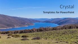  Presentation with mountain lake - PPT theme enhanced with mountain-landscape-with-a-lake background and a light blue colored foreground