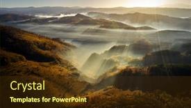  Presentation with autumn morning - PPT layouts enhanced with mountain-landscape-with-autumn-morning background and a tawny brown colored foreground