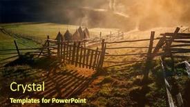  Presentation with autumn morning - Beautiful theme featuring mountain-landscape-with-autumn-morning backdrop and a tawny brown colored foreground