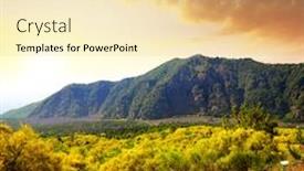  Presentation with landscape - PPT layouts featuring mountain-landscape-with-blooming-bushes background and a lemonade colored foreground