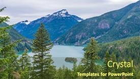  Presentation with mountain lake - Beautiful presentation featuring mountain-landscape-with-diabolo-lake backdrop and a tawny brown colored foreground