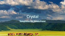  Presentation with grazing - Beautiful presentation featuring mountain landscape with grazing horses backdrop and a ocean colored foreground