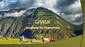  Presentation with grazing - Theme with mountain landscape with grazing horses background and a  colored foreground
