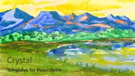  Presentation with mountain lake - Slide set consisting of mountain-landscape-with-lake background and a gold colored foreground