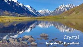  Presentation with mountain lake - Presentation theme featuring mountain-landscape-with-lake background and a teal colored foreground