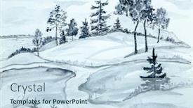  Presentation with mountain snow - Audience pleasing presentation design consisting of expressionism - mountain landscape with snow backdrop and a sky blue colored foreground