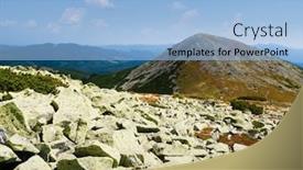 Presentation with mountain view - Beautiful slides featuring mountain-landscape-with-stones backdrop and a light blue colored foreground