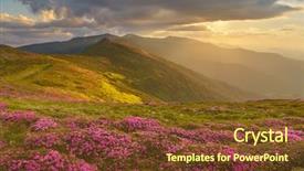  Presentation with magical - Audience pleasing slide deck consisting of mountain landscape with the magical backdrop and a tawny brown colored foreground