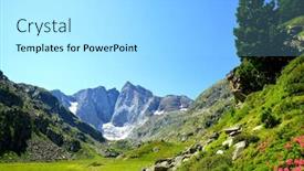  Presentation with national - Beautiful presentation theme featuring mountain-landscape-with-vignemale-massif backdrop and a light gray colored foreground