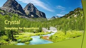  Presentation with blue mountain - PPT layouts featuring mountain landscape background and a tawny brown colored foreground