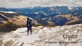  Presentation with hiking mountain - Beautiful slide deck featuring mountain landscpe in the low backdrop and a soft green colored foreground