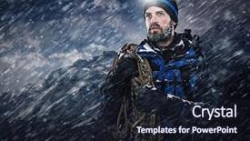  Presentation with mountain snow - Slide deck having mountain man in snow blizzard background and a wine colored foreground