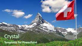  Presentation with japan beautiful landscape mountain fuji - Amazing PPT theme having mountain matterhorn with swiss flag backdrop and a tawny brown colored foreground