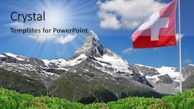  Presentation with japan beautiful landscape mountain fuji - PPT theme featuring mountain matterhorn with swiss flag background and a light blue colored foreground