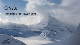  Presentation with snow day - PPT theme featuring mountain matterhorn zermatt switzerland background and a light blue colored foreground