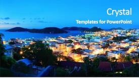  Presentation with virgin islands - Presentation theme featuring mountain panorama view in early background and a teal colored foreground