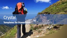  Presentation with trekking - Beautiful presentation theme featuring mountain path - alpine trekking in the transylvanian backdrop and a  colored foreground