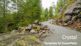  Presentation with trail - Audience pleasing slide set consisting of mountain path - fragment of nita lake trail backdrop and a gray colored foreground