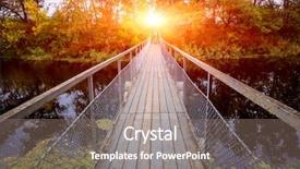  Presentation with river forest - Slides having mountain path - small bridge over river background and a coral colored foreground