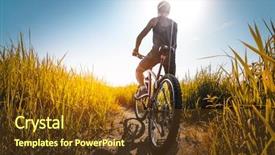  Presentation with athlete - Theme enhanced with mountain path - young athlete standing with bicycle background and a tawny brown colored foreground