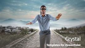  Presentation with blindfolded - Audience pleasing PPT theme consisting of mountain path graphic - digital composite of business man backdrop and a gray colored foreground