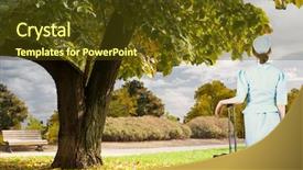  Presentation with suitcase - Presentation theme consisting of mountain path graphic - pretty air hostess leaning background and a  colored foreground