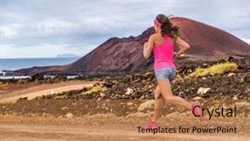  Presentation with running person - Beautiful PPT theme featuring mountain path on long distance backdrop and a  colored foreground