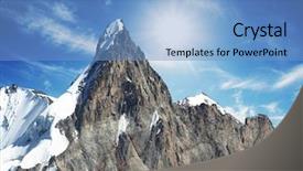  Presentation with motivation mountain - Theme featuring mountain peak on sunny background background and a light blue colored foreground