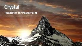  Presentation with sunrise - Amazing PPT theme having mountain peaks - sunrise on the matterhorn backdrop and a tawny brown colored foreground